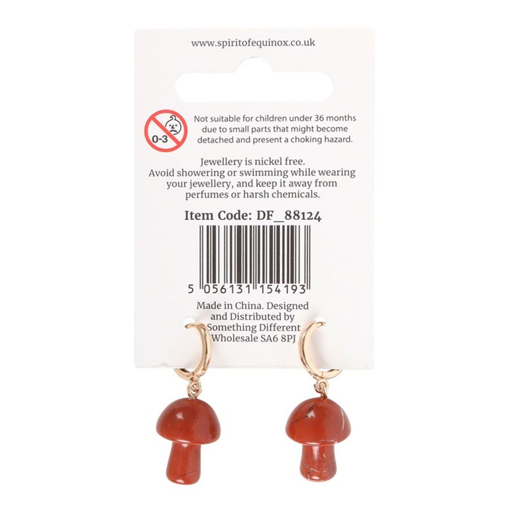 Relaxation -Red Jasper Crystal Mushroom Earrings