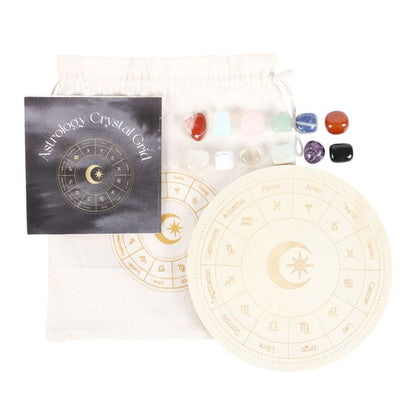 Powerful Astrology Wheel Crystal Grid Set