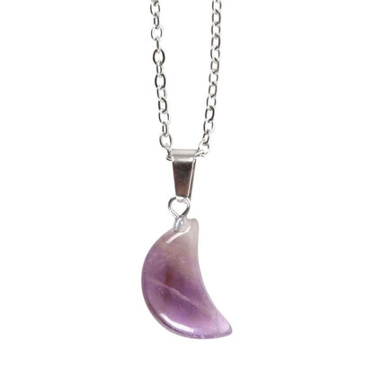 Calming - Amethyst Crystal Moon Necklace on Greeting Card