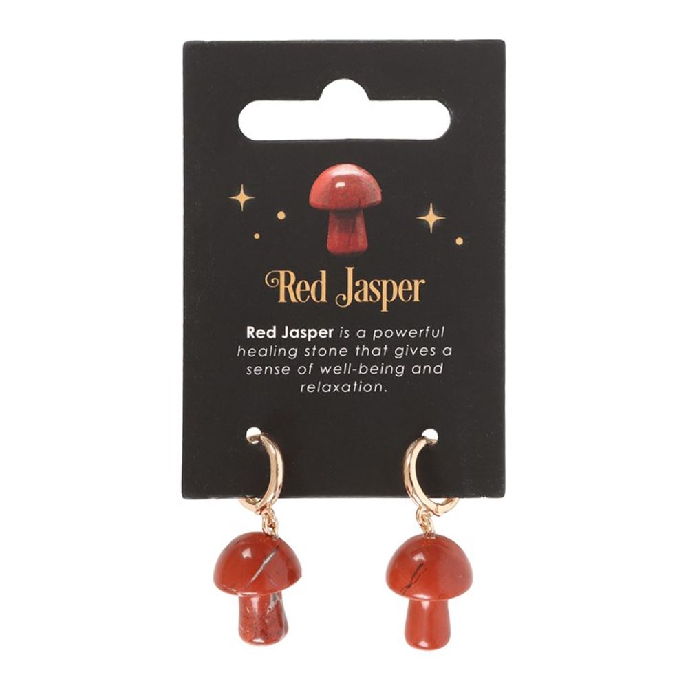 Relaxation -Red Jasper Crystal Mushroom Earrings