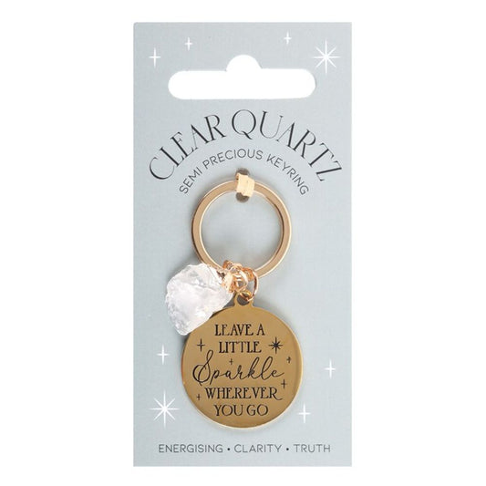 Leave a Little Sparkle Clear Quartz Crystal Keyring