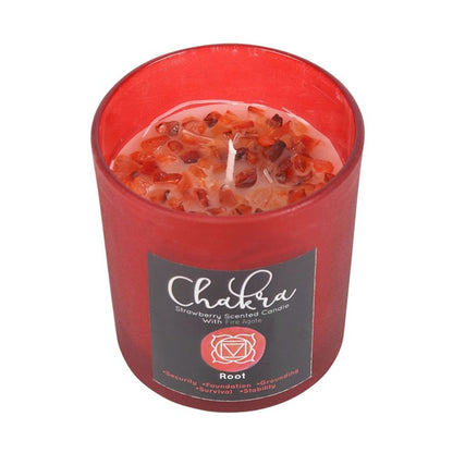 Root Chakra Strawberry Crystal Chip Candle