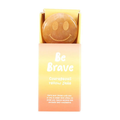 Be Brave Yellow Jade Happy Face Crystal