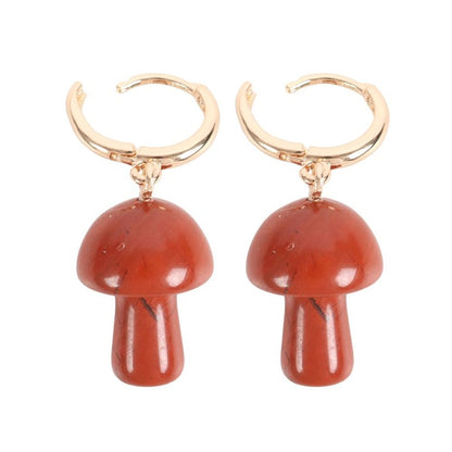 Relaxation -Red Jasper Crystal Mushroom Earrings