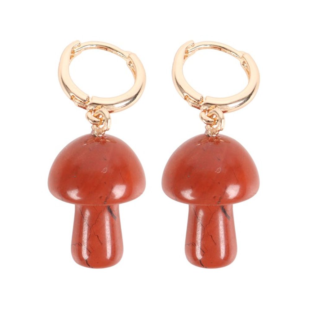 Relaxation -Red Jasper Crystal Mushroom Earrings